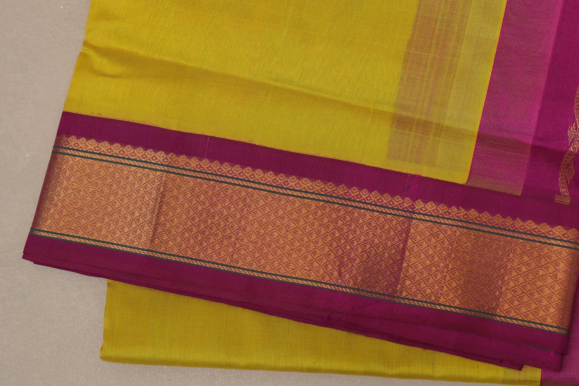 Parrot Green Silk Cotton Saree border