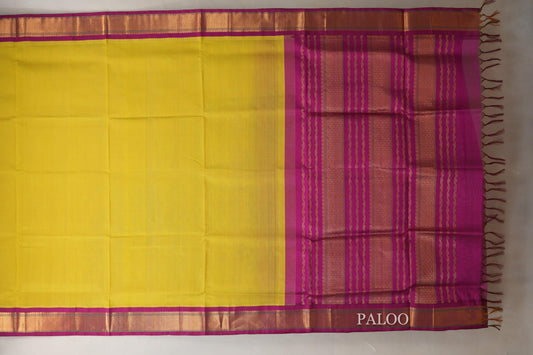 Parrot Green Silk Cotton Saree paloo