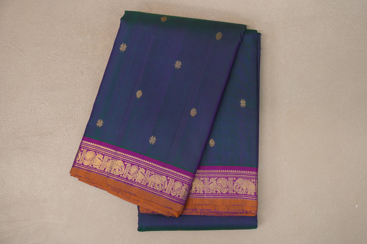 Green and Pink Dual Tone Vintage Kanjivaram Silk Saree