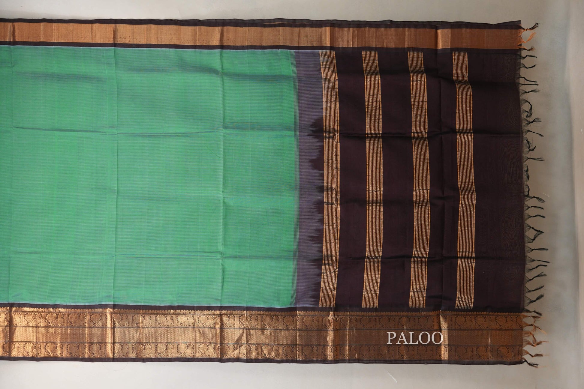 Medium Green Silk Cotton Saree  paloo