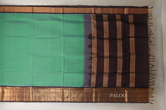 Medium Green Silk Cotton Saree  paloo