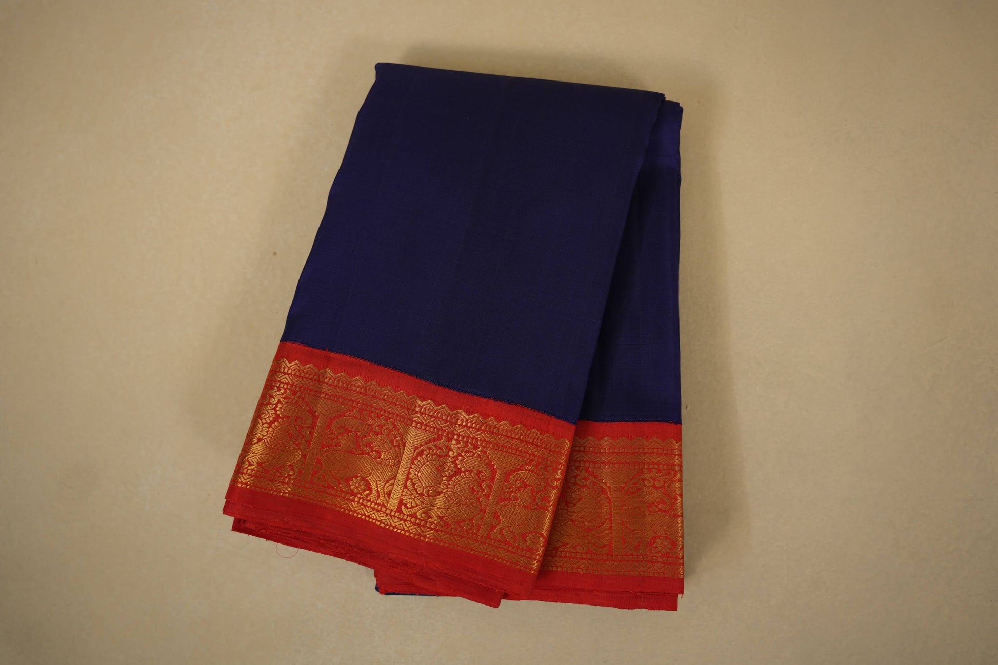 Ink blue vintage kanjivaram silk saree