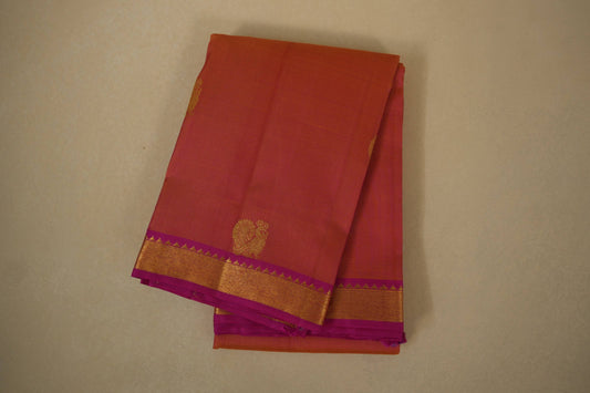 Pinkish orange vintage kanjivaram silk saree
