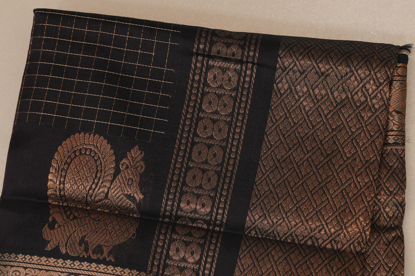 Deep Plum Brown Silk Cotton Saree  body zoom