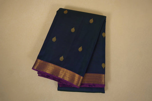 Peacock blue vintage kanjivaram silk saree
