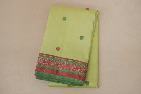 folded Pista Green Thread Woven Vintage Kanjivaram Silk Saree 
