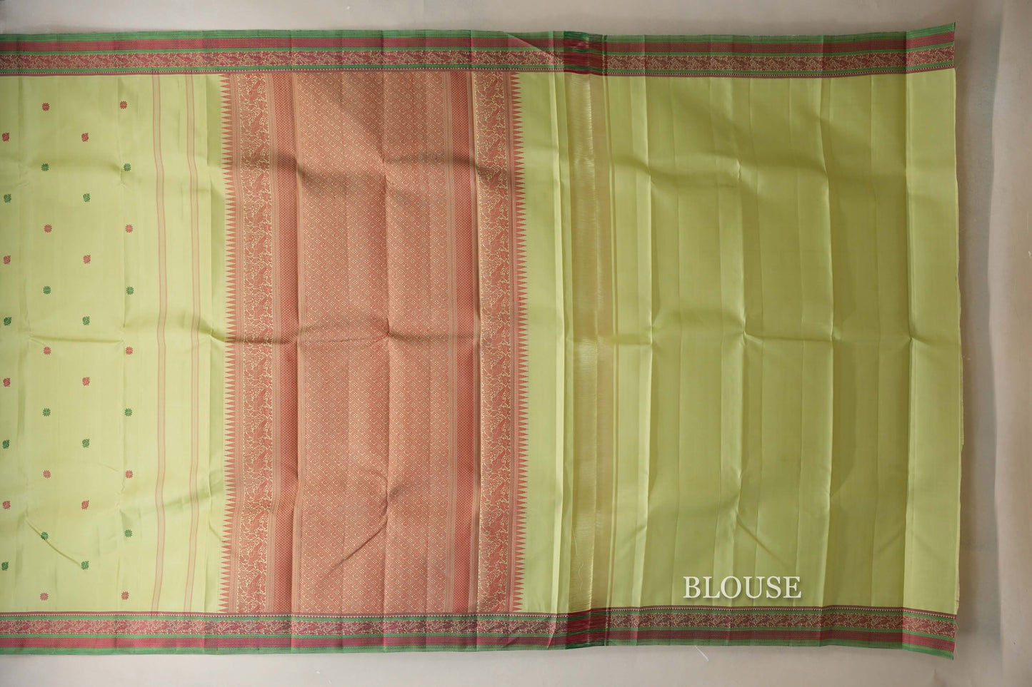 Pista Green Thread Woven Vintage Kanjivaram Silk Saree  blouse