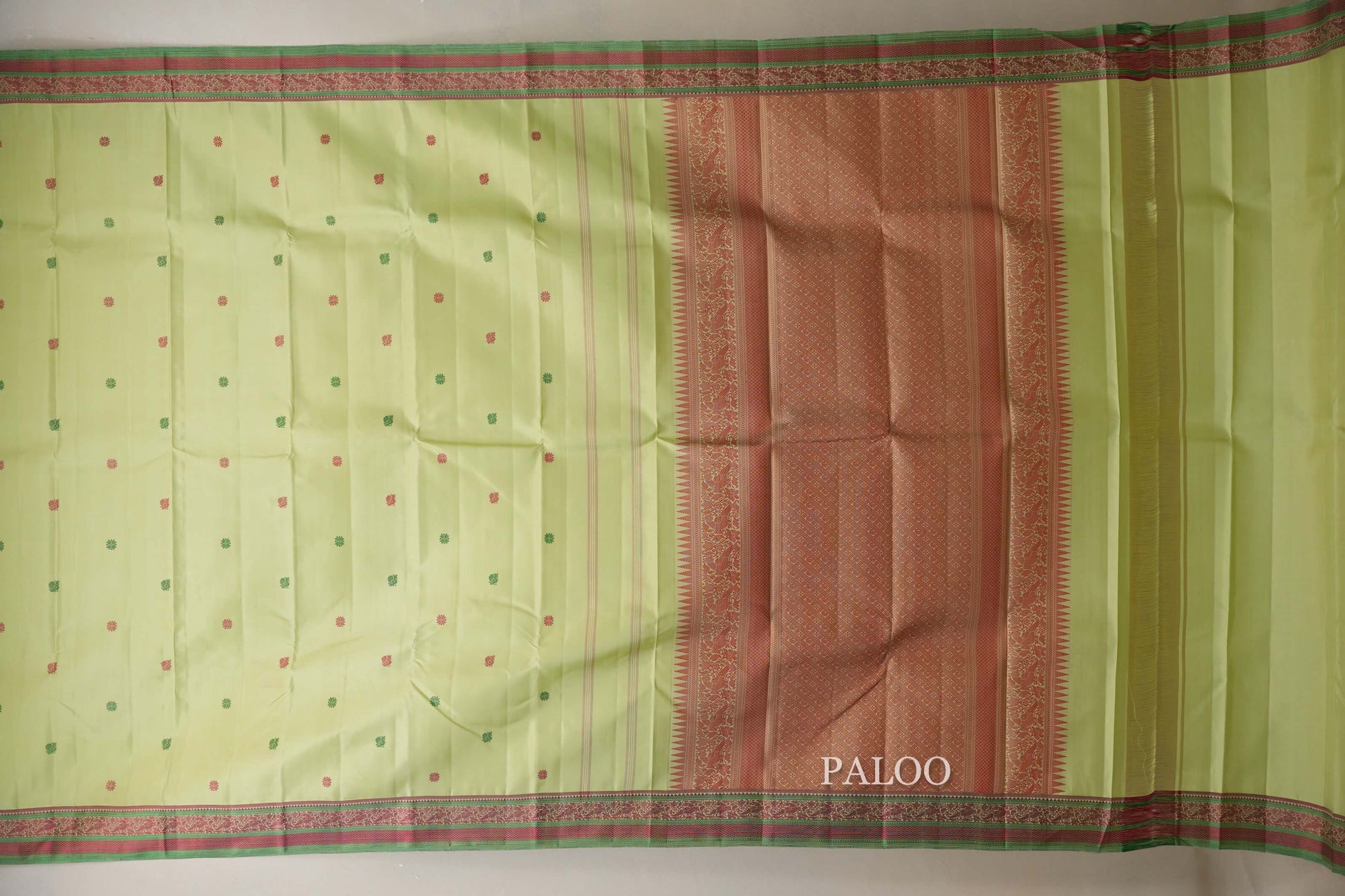 Pista Green Thread Woven Vintage Kanjivaram Silk Saree  paloo