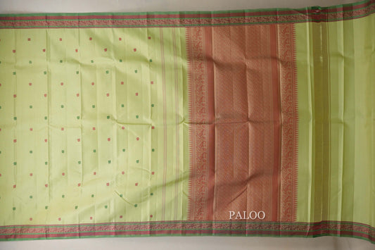 Pista Green Thread Woven Vintage Kanjivaram Silk Saree  paloo