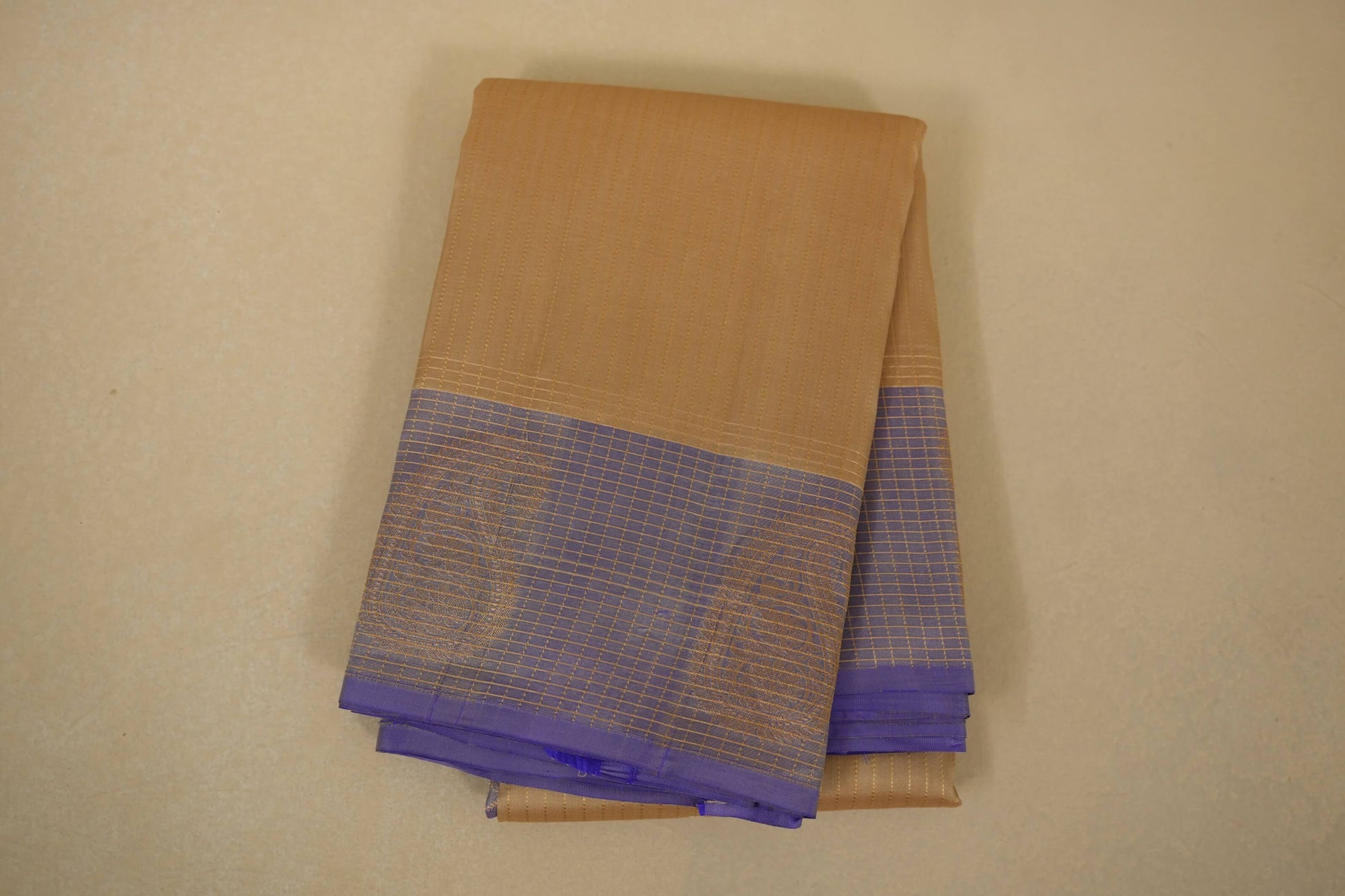 Beige light weight kanchipuram silk saree