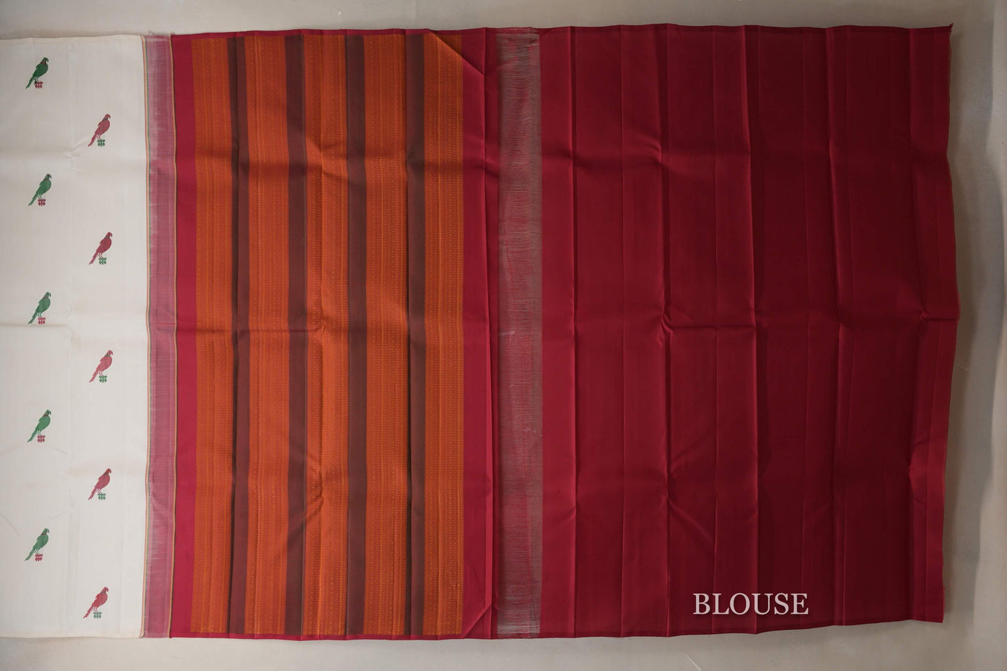 Off White Borderless Vintage Kanjivaram Silk Saree blouse
