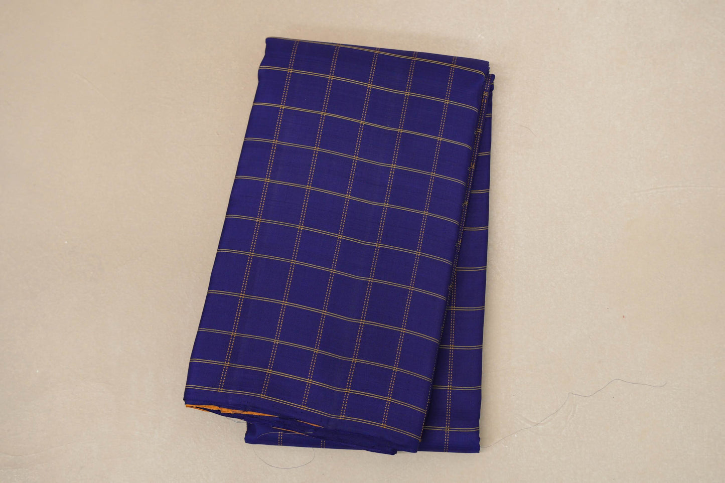 folded Royal Blue Borderless Vintage Kanjivaram Silk Saree  