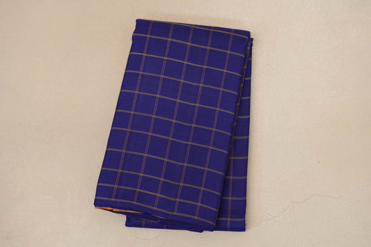 folded Royal Blue Borderless Vintage Kanjivaram Silk Saree  