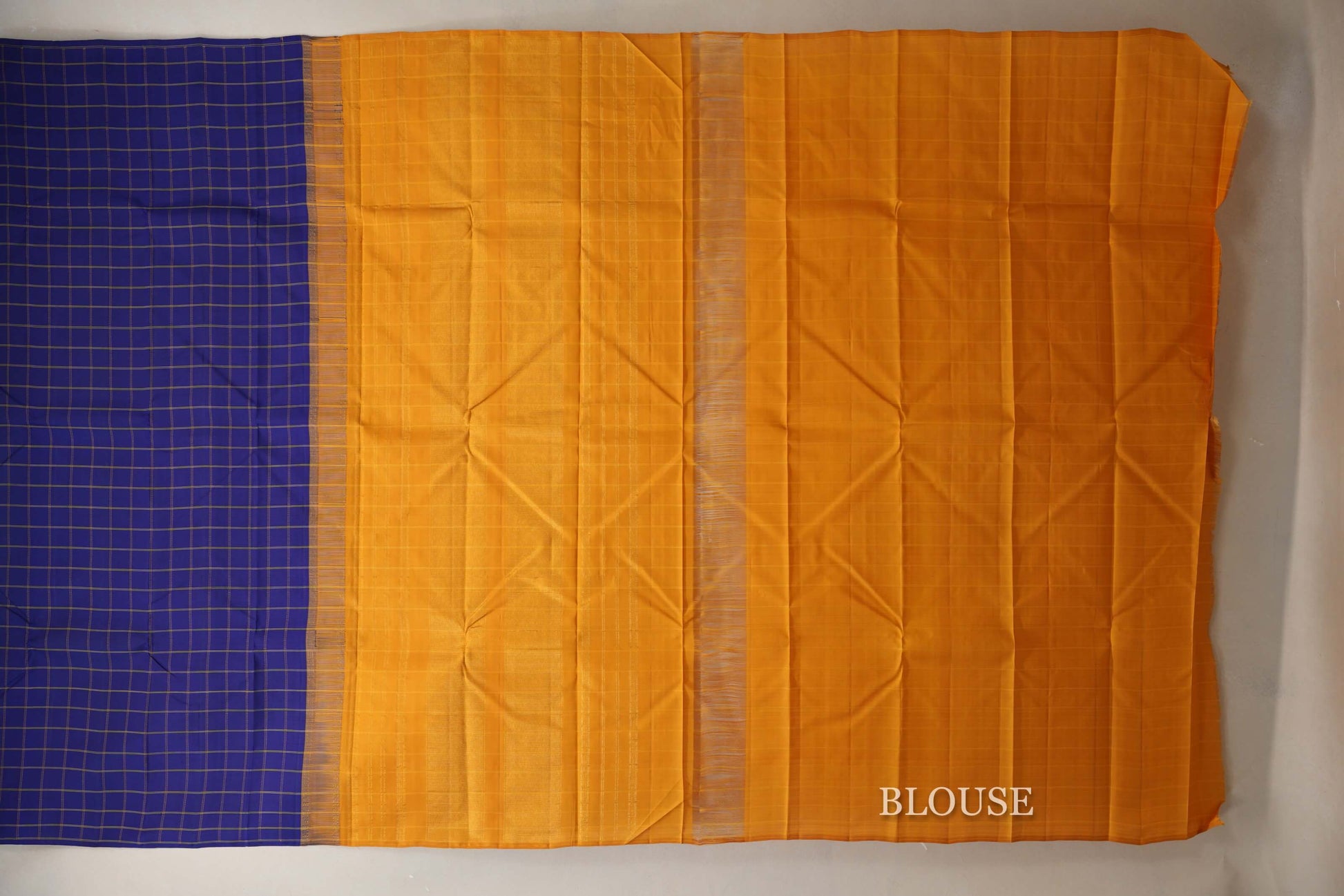 Royal Blue Borderless Vintage Kanjivaram Silk Saree   blouse