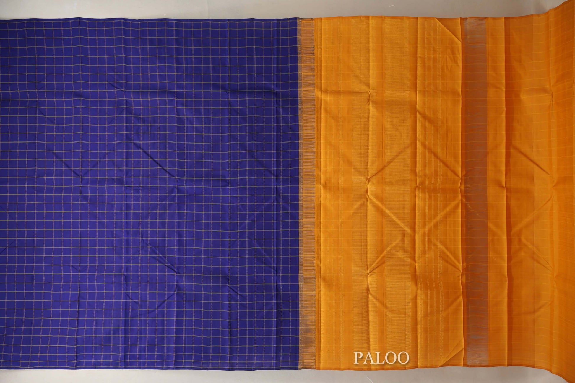 Royal Blue Borderless Vintage Kanjivaram Silk Saree   paloo