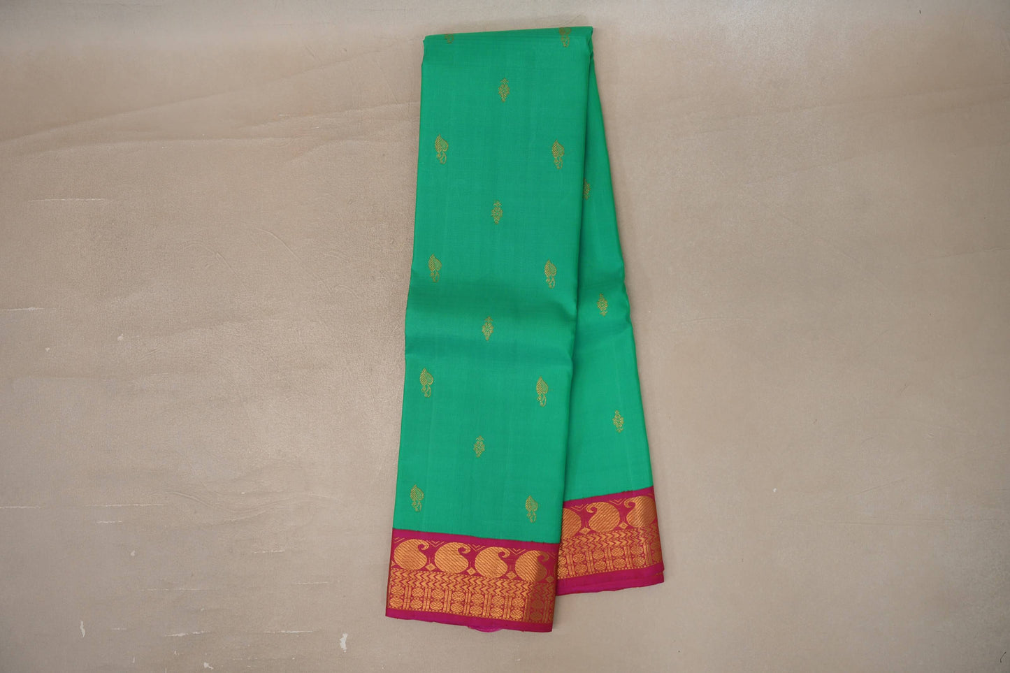 Online Parrot Green with Rani Pink Borders Vintage Kanjivaram Silk Saree