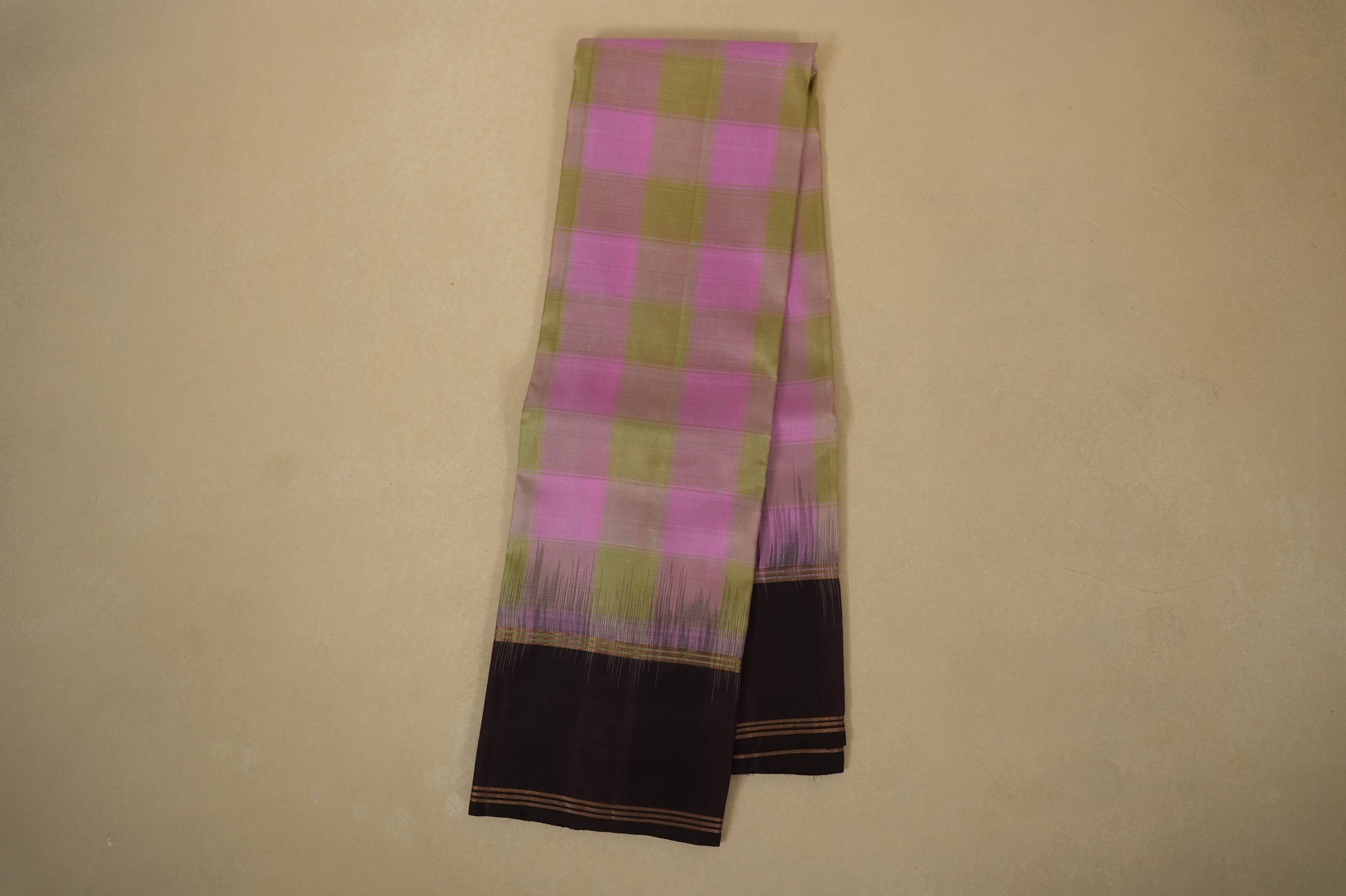 Checked light weight kanchipuram silk saree