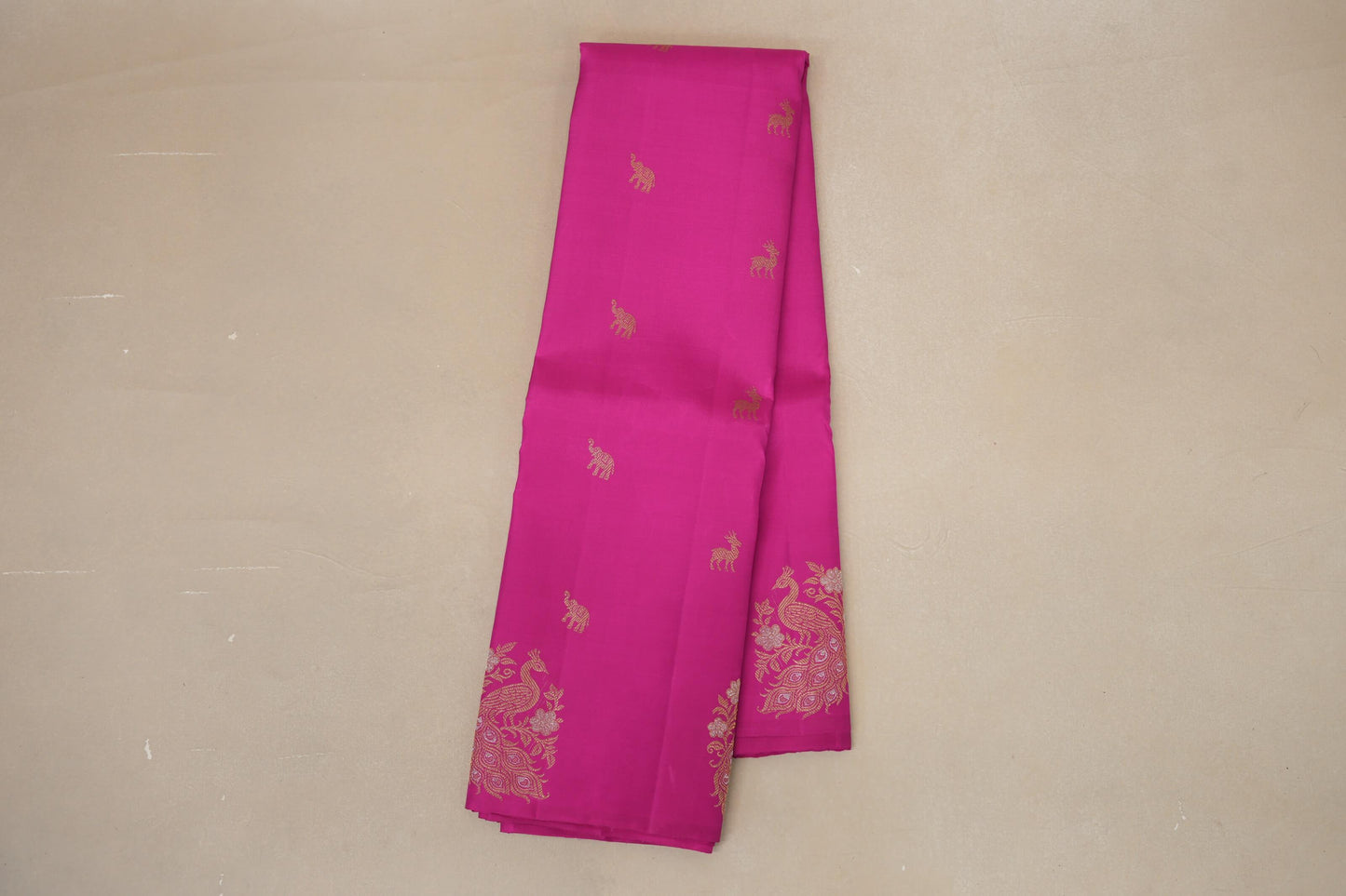 Bright Rani Pink Vintage Kanjivaram Silk Saree online