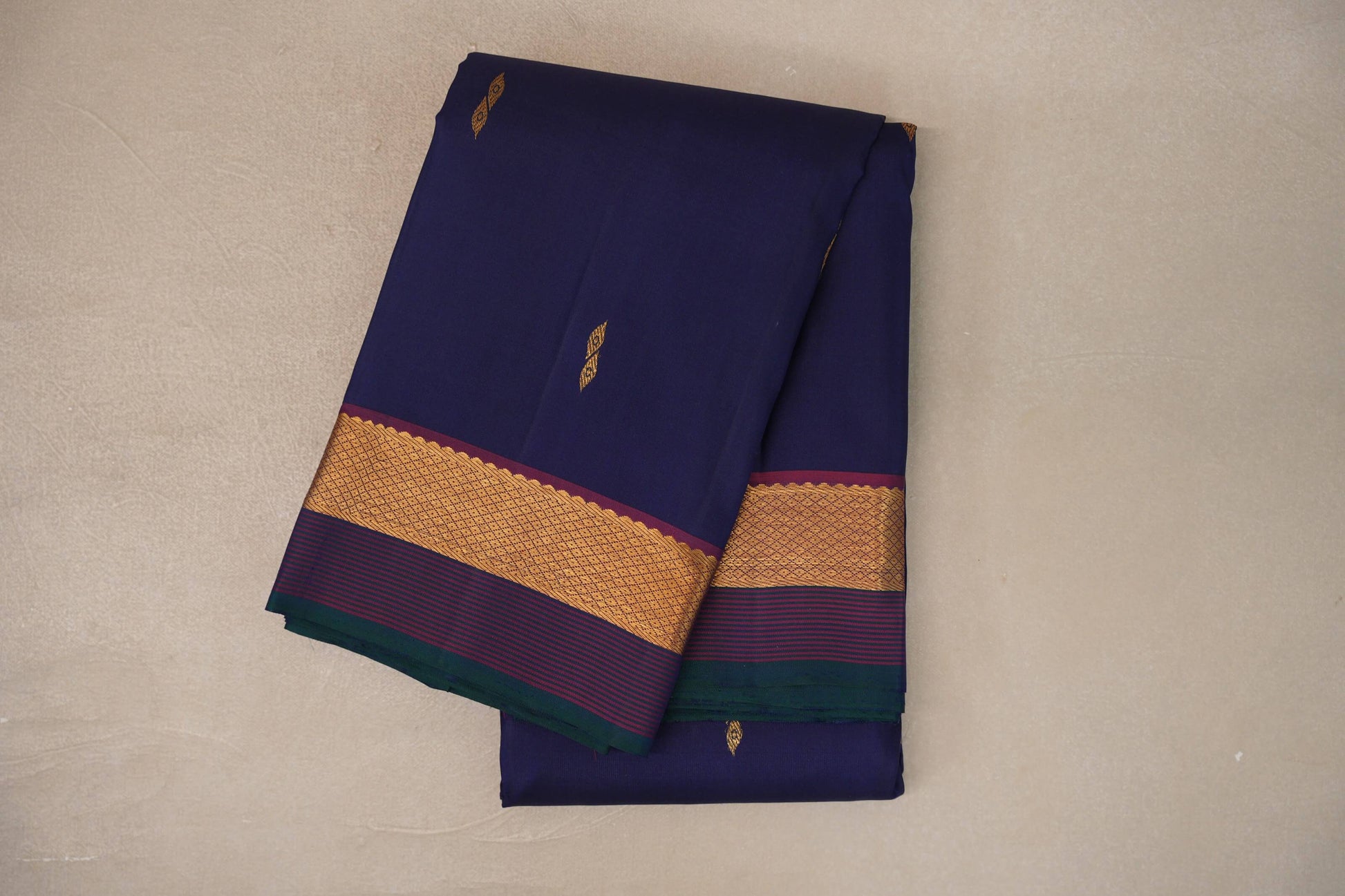 Deep Blue Vintage Kanjivaram Silk Saree