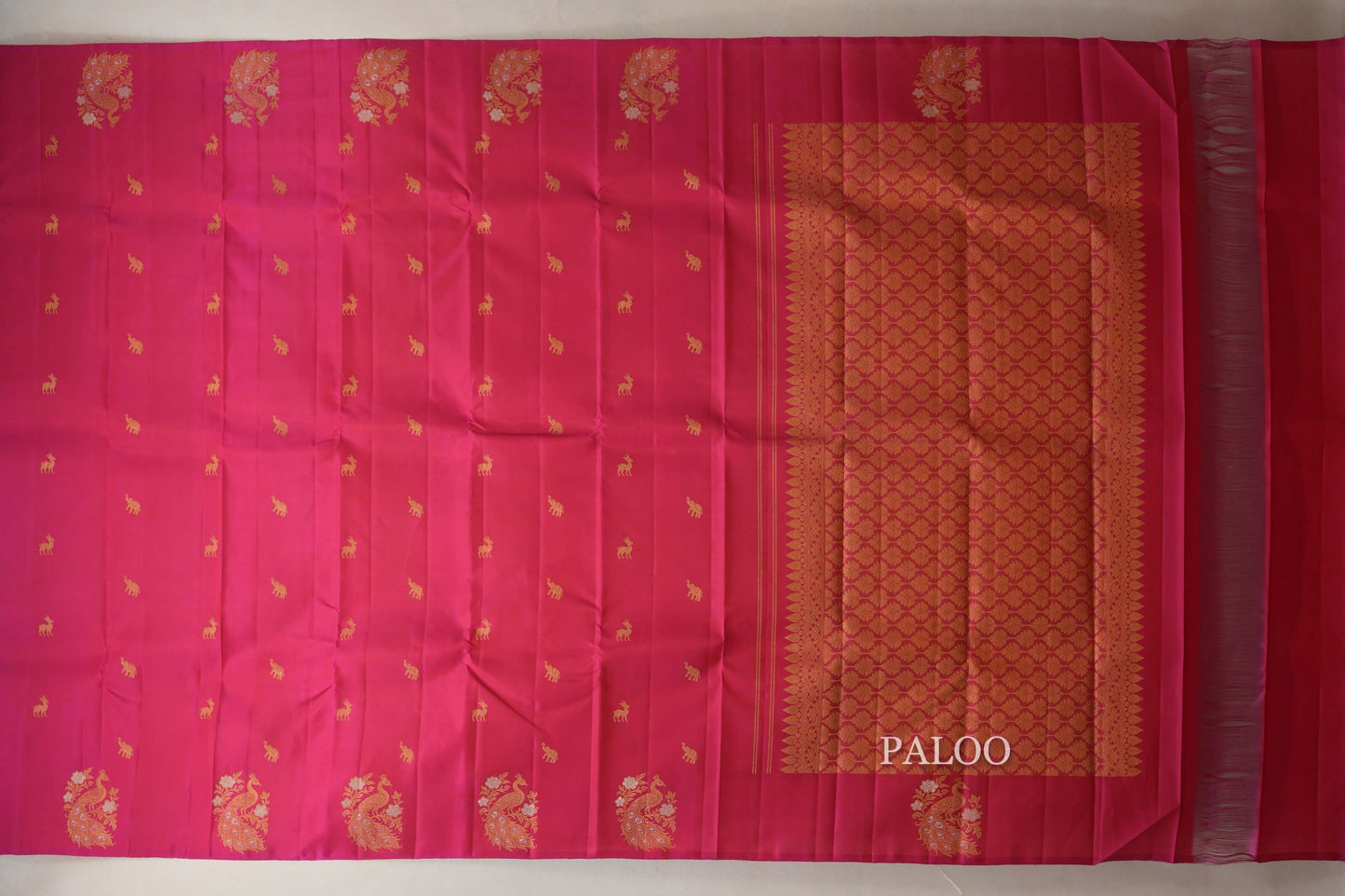 Reddish Pink Vintage Kanjivaram Silk Saree paloo