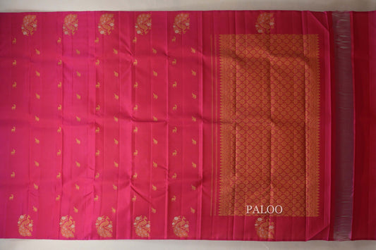 Reddish Pink Vintage Kanjivaram Silk Saree paloo