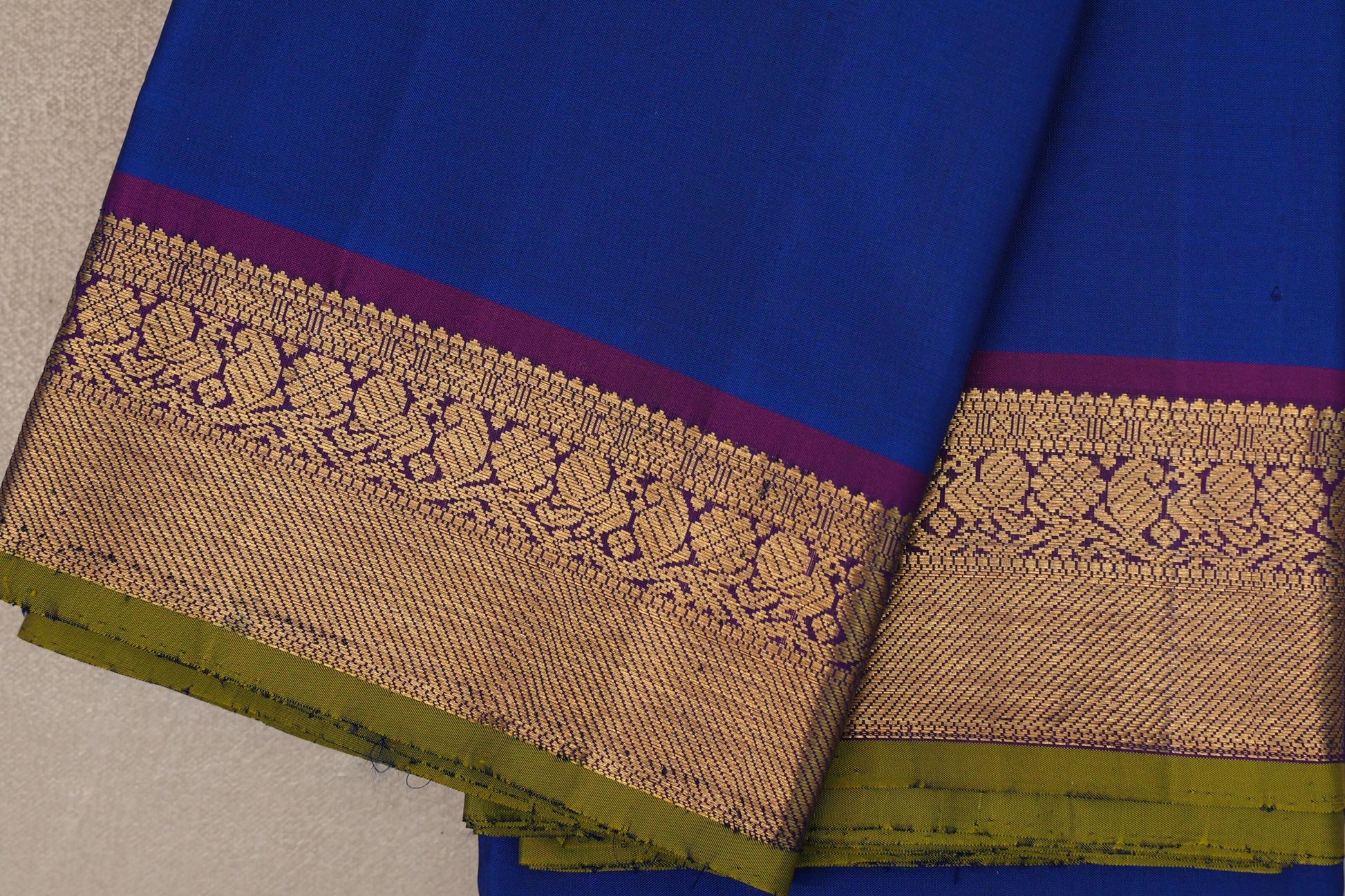 Deep Classic Blue Vintage Kanjivaram Silk Saree border