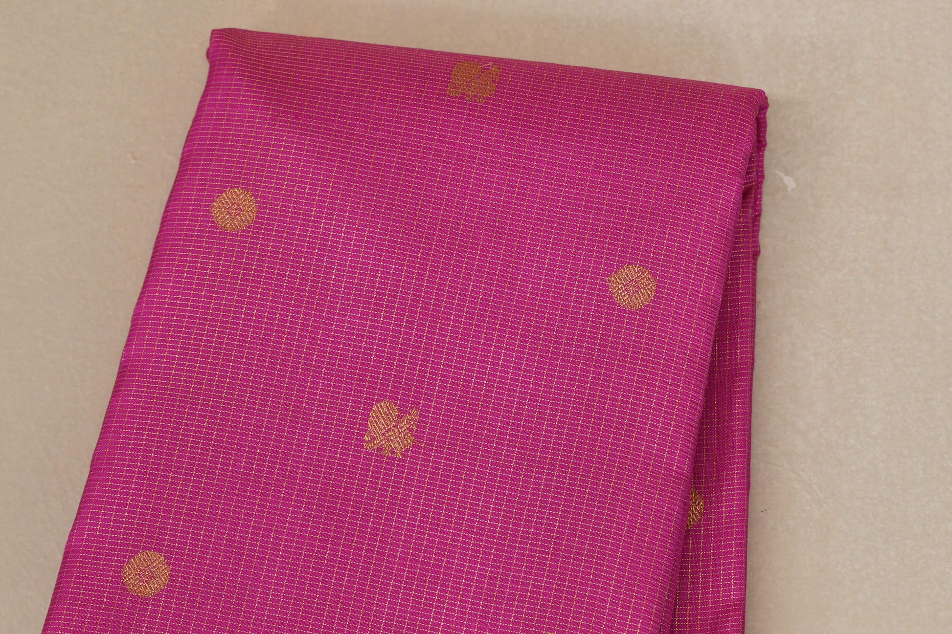 Bright Pink Vintage Kanjivaram Silk Saree body zoom