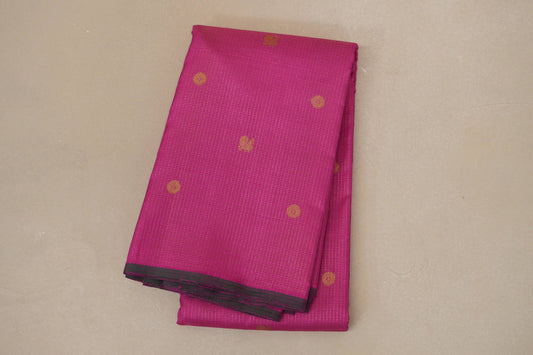 folded Bright Pink Vintage Kanjivaram Silk Saree 