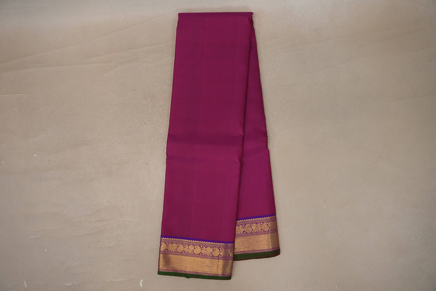 Online Deep Magenta with Indigo Blue Borders Vintage Kanjivaram Silk Saree