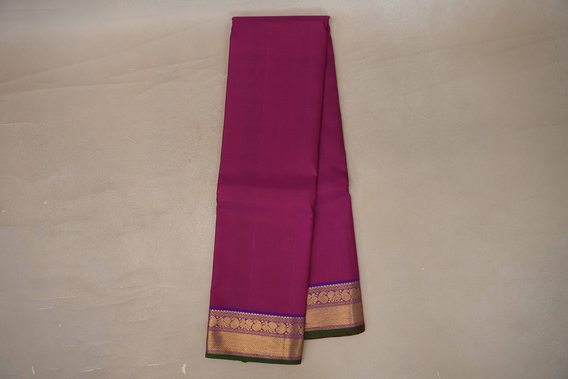 Online Deep Magenta with Indigo Blue Borders Vintage Kanjivaram Silk Saree