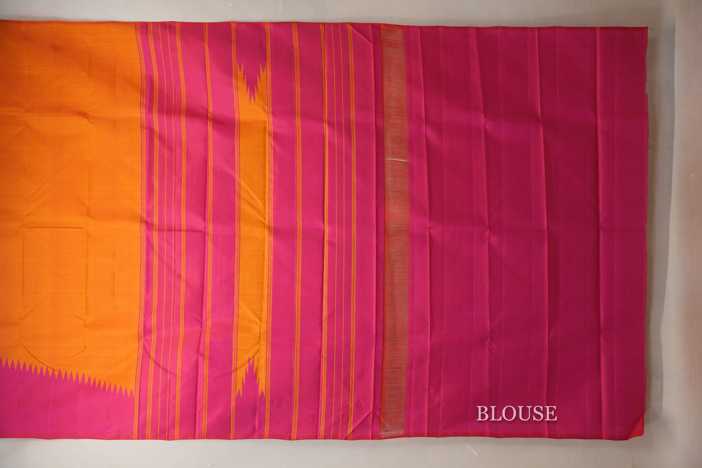 Reddish Orange Vintage Kanjivaram Silk Saree blouse