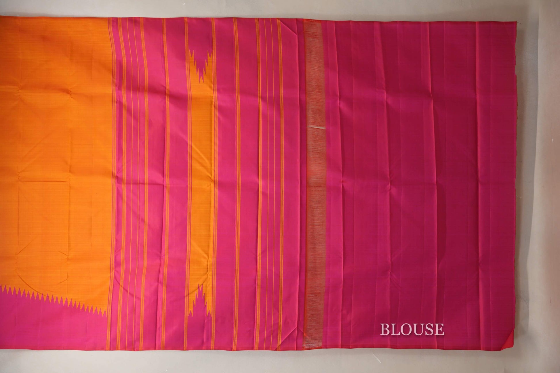 Reddish Orange Vintage Kanjivaram Silk Saree blouse