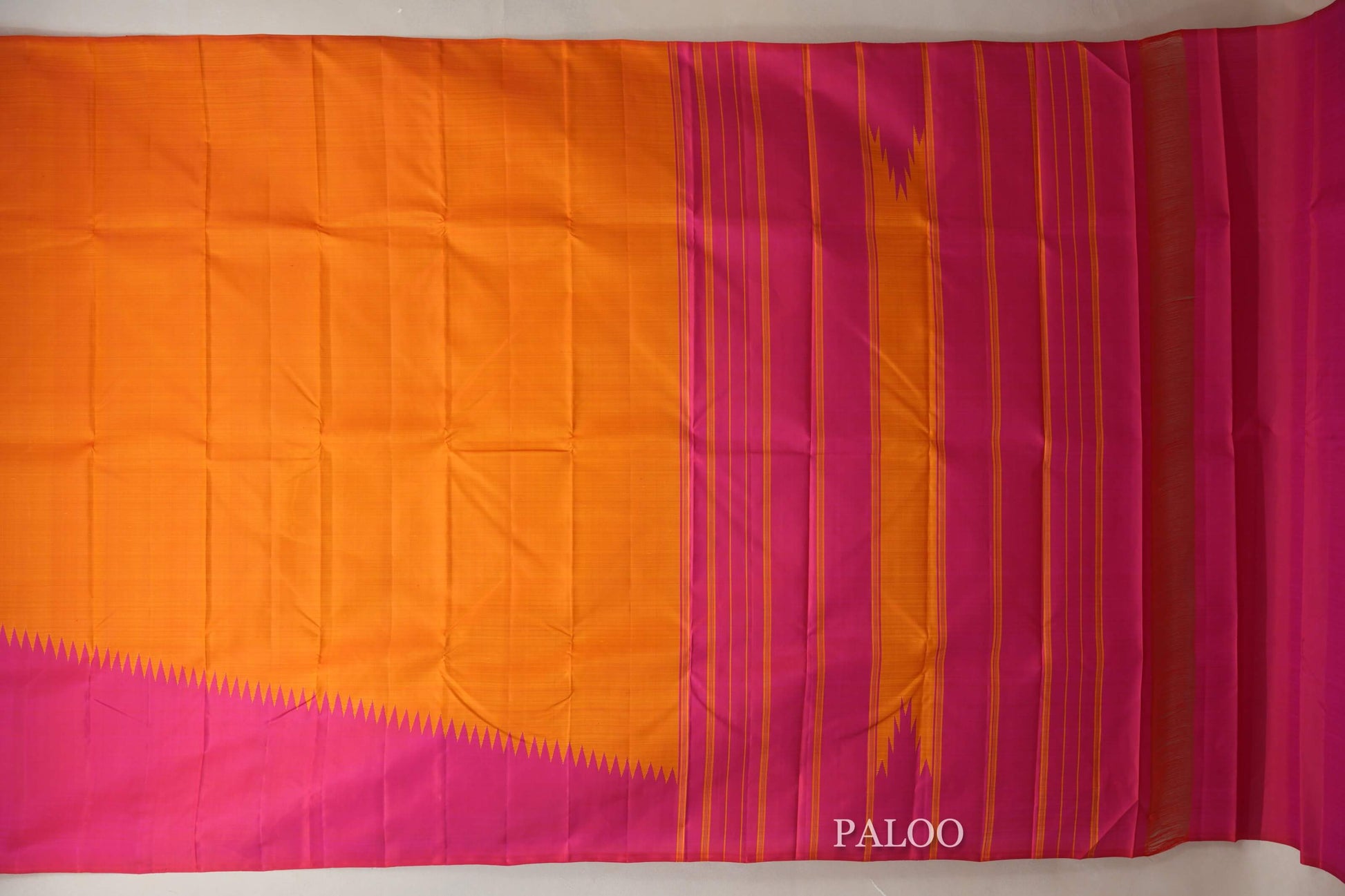 Reddish Orange Vintage Kanjivaram Silk Saree paloo