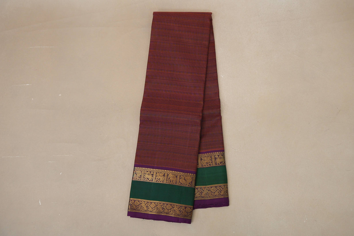 Dual Tone Rust and Purple Vintage Kanjivaram Silk Saree online