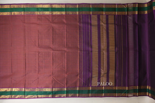 Dual Tone Rust and Purple Vintage Kanjivaram Silk Saree paloo