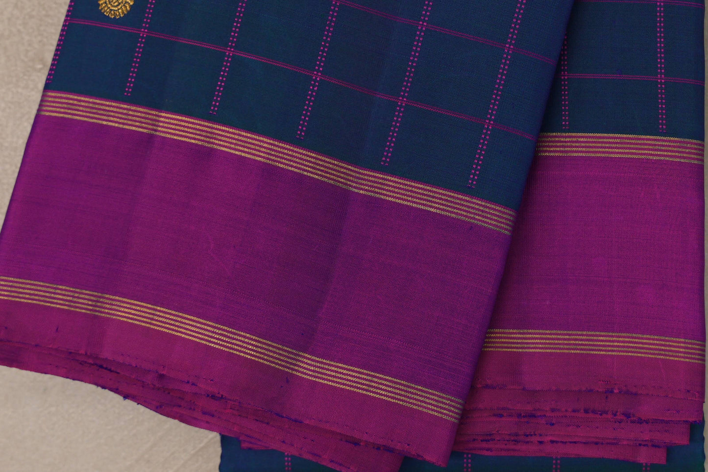 Peacock Blue Vintage Kanjivaram Silk Saree border