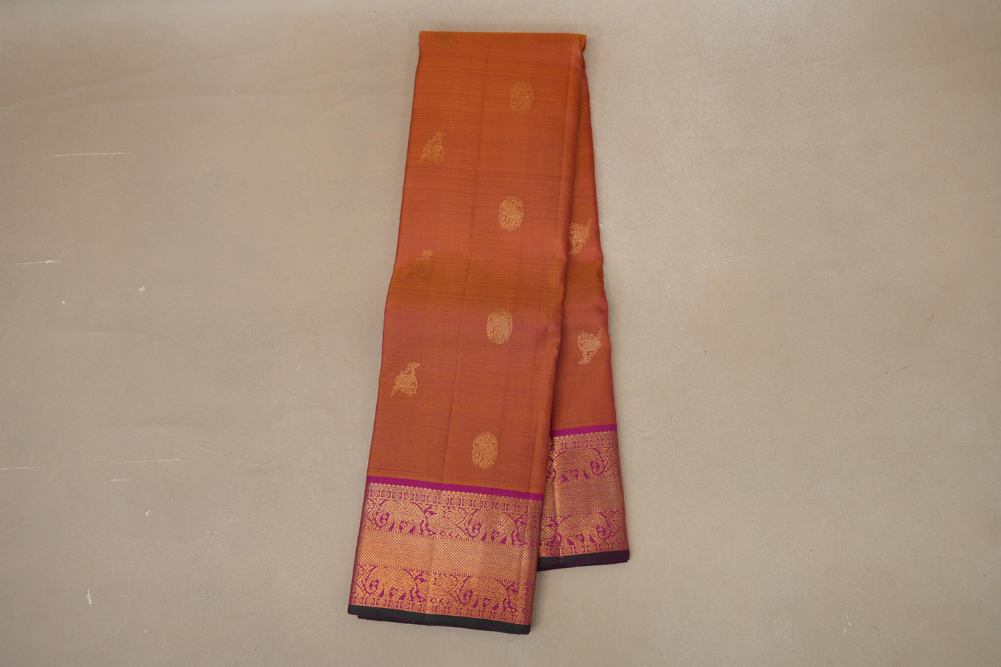 Dual Tone Mustard and Pink Vintage Kanjivaram Silk Saree online