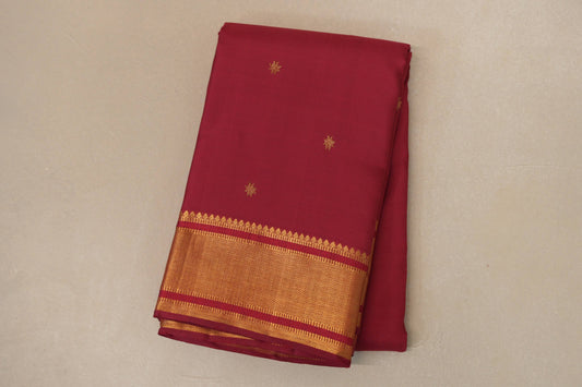 folded Reddish Maroon Vintage Kanjivaram Silk Saree 