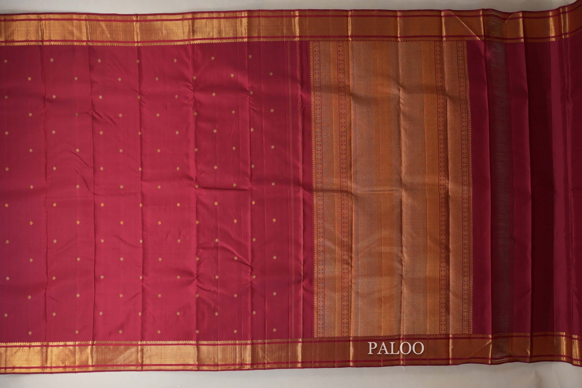 Reddish Maroon Vintage Kanjivaram Silk Saree  paloo