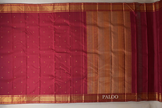 Reddish Maroon Vintage Kanjivaram Silk Saree  paloo