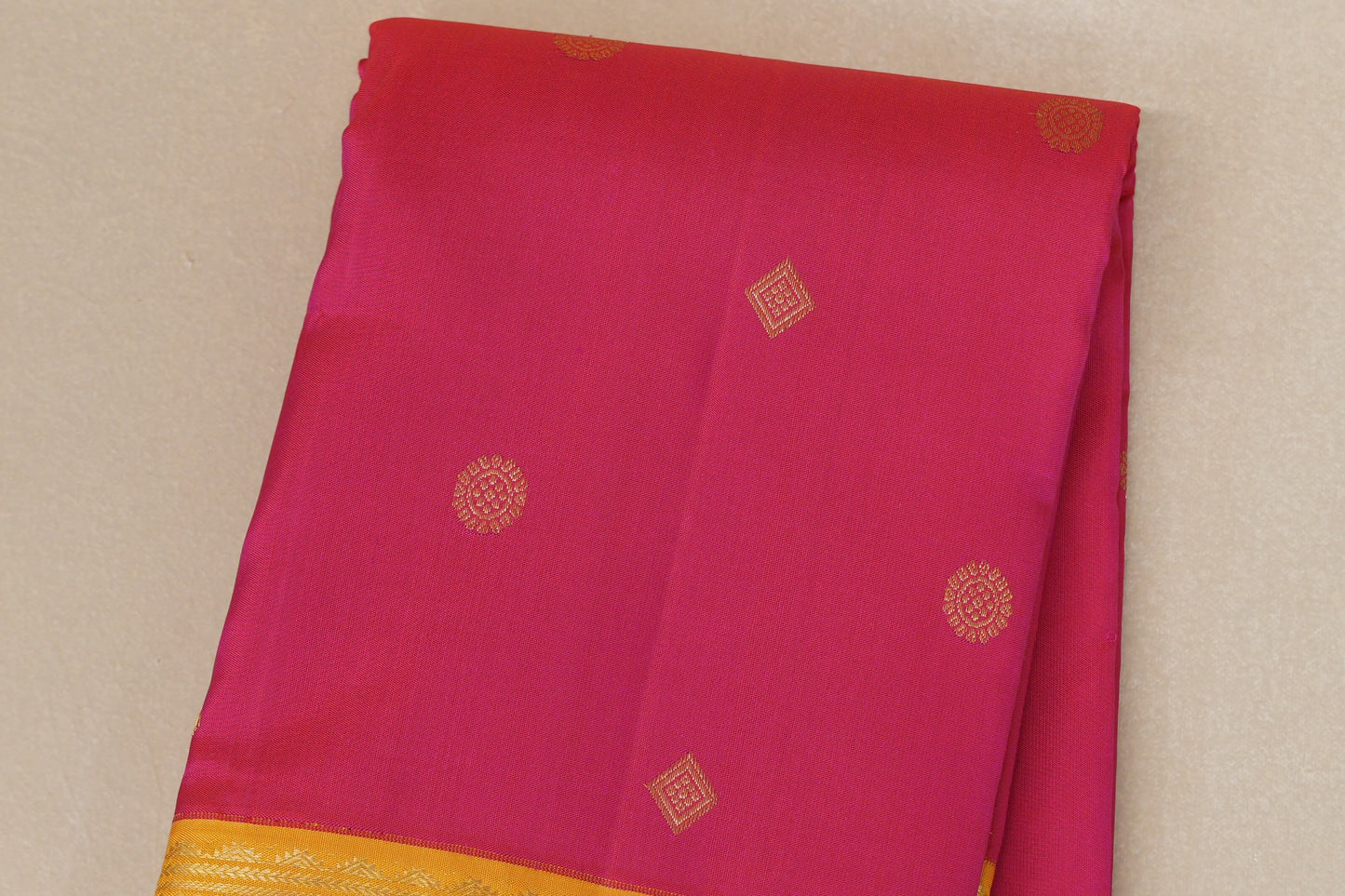 Bright Pink Vintage Kanjivaram Silk Saree body zoom