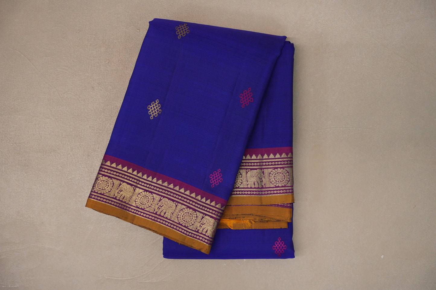 Deep Blue Vintage Kanjivaram Silk Saree 