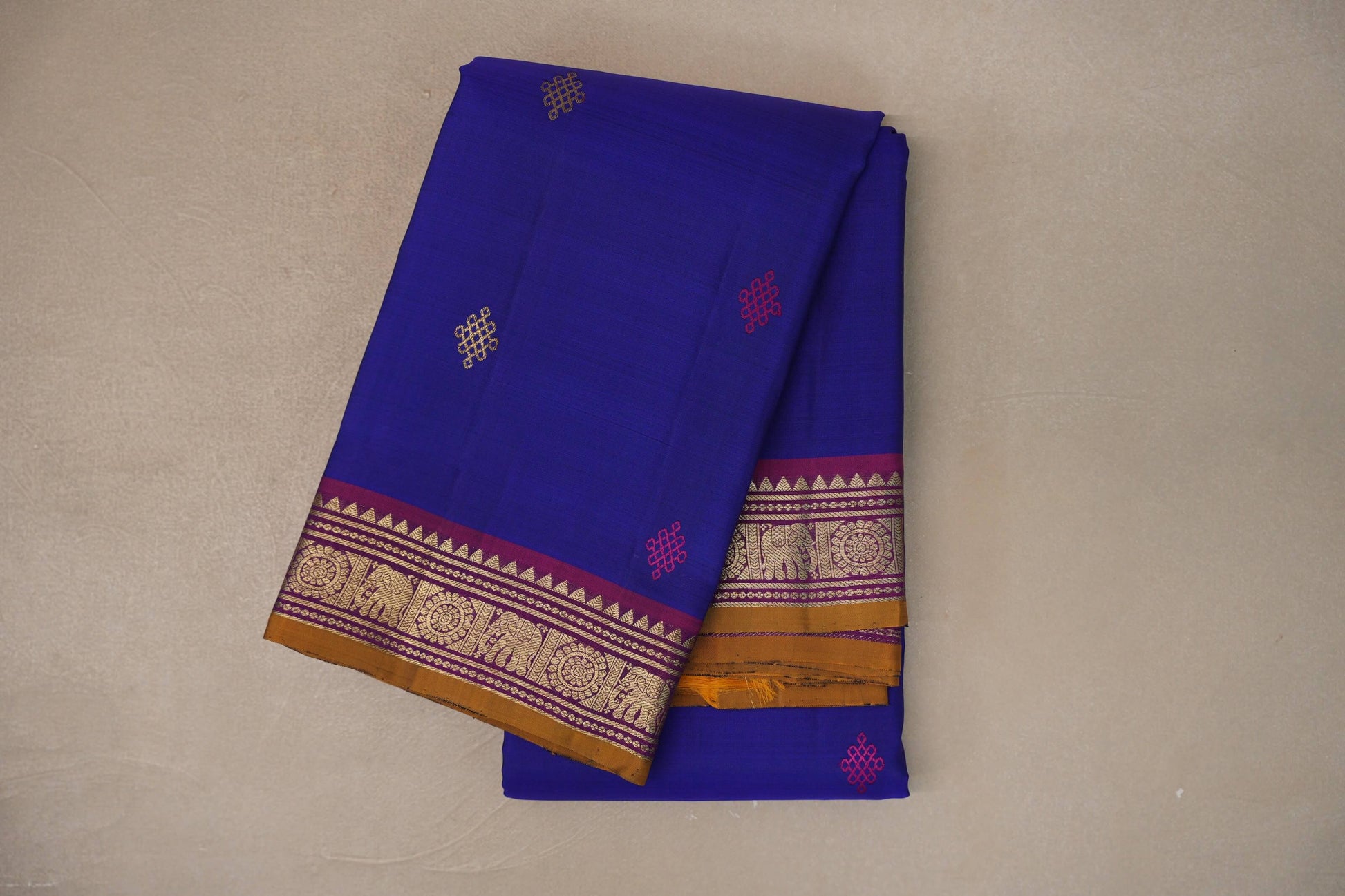 Deep Blue Vintage Kanjivaram Silk Saree 
