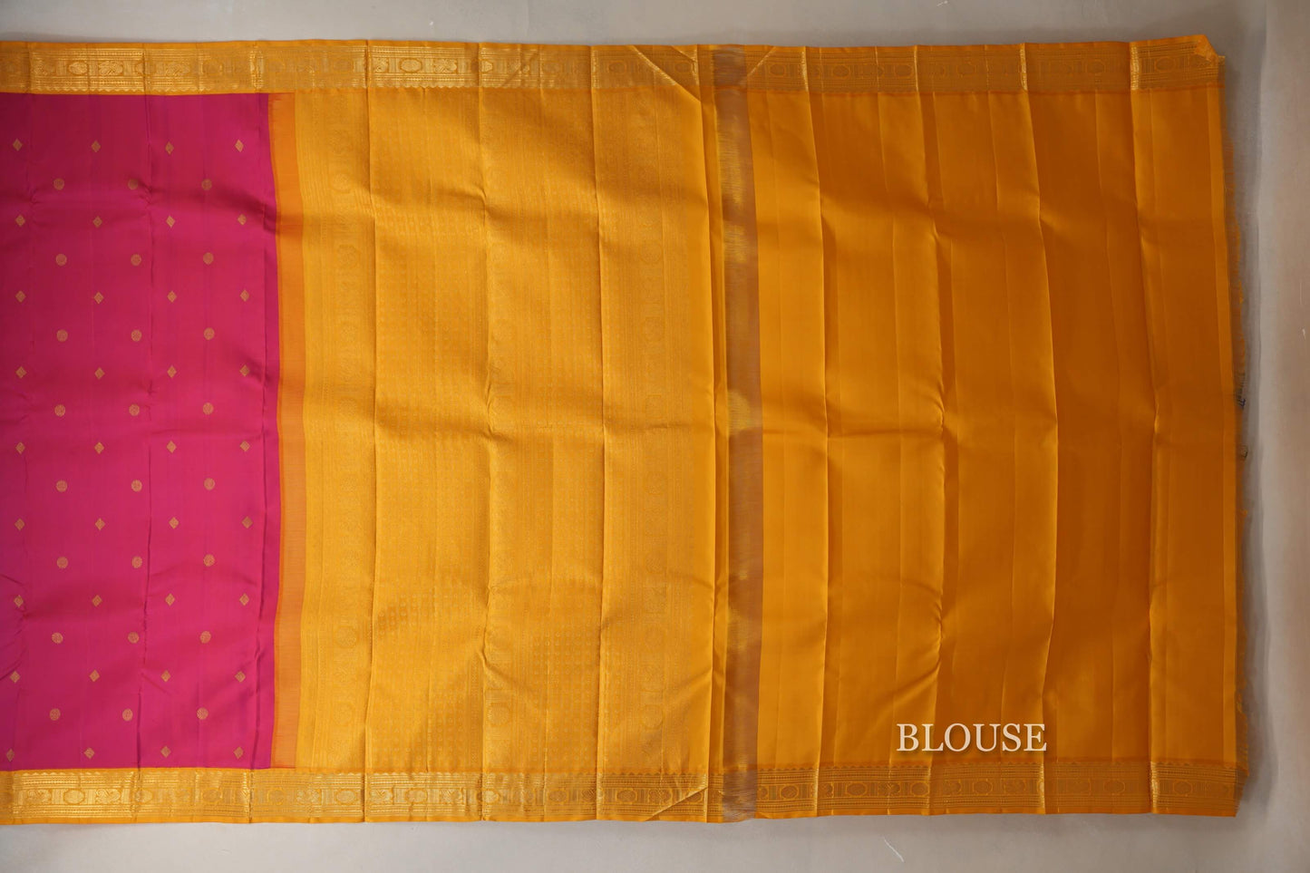 Bright Pink Vintage Kanjivaram Silk Saree blouse