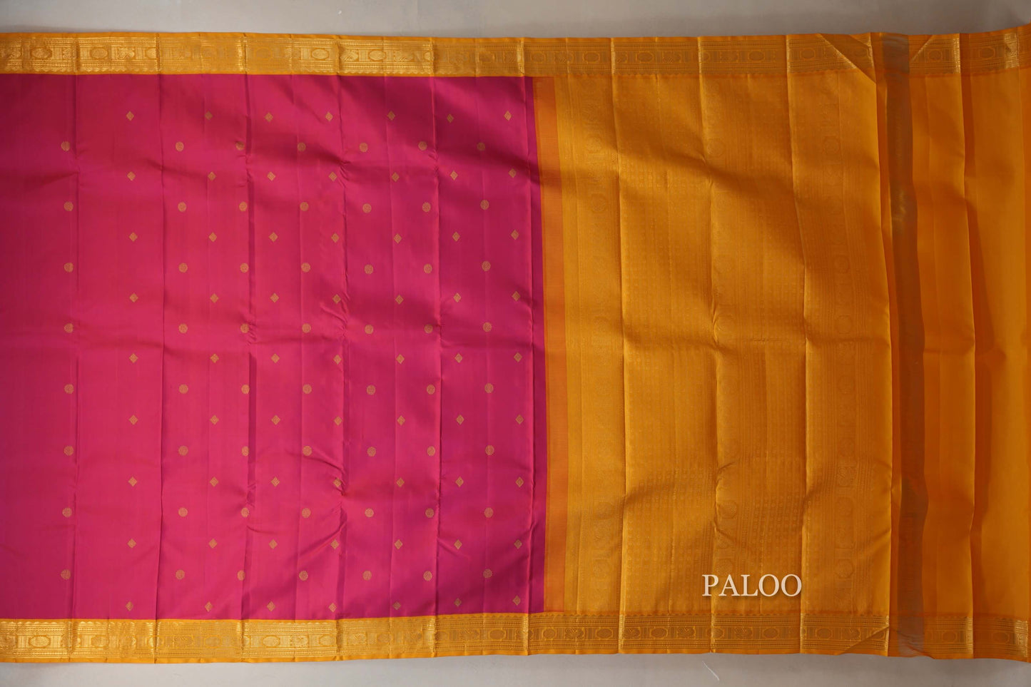 Bright Pink Vintage Kanjivaram Silk Saree paloo