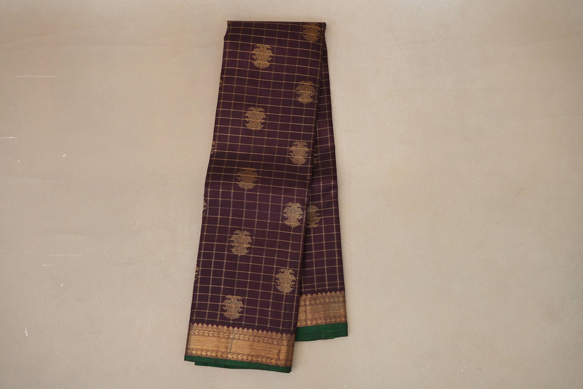 Deep Plum Brown Heirloom Kanjivaram Silk Saree online