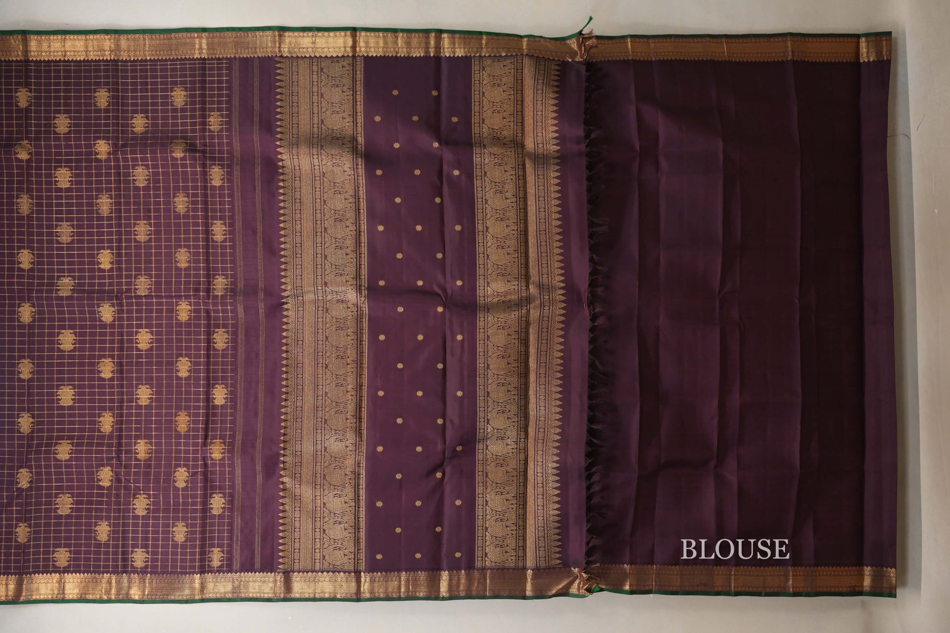 Deep Plum  Brown Heirloom Kanjivaram Silk Saree blouse