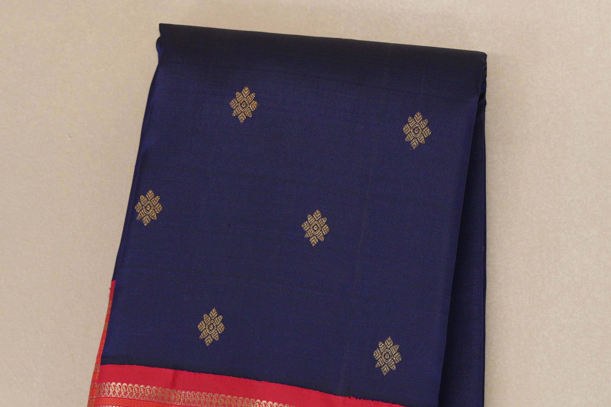 Deep Blue Heirloom Kanjivaram Silk Saree body zoom