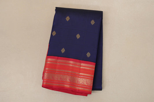folded Deep Blue Heirloom Kanjivaram Silk Saree
