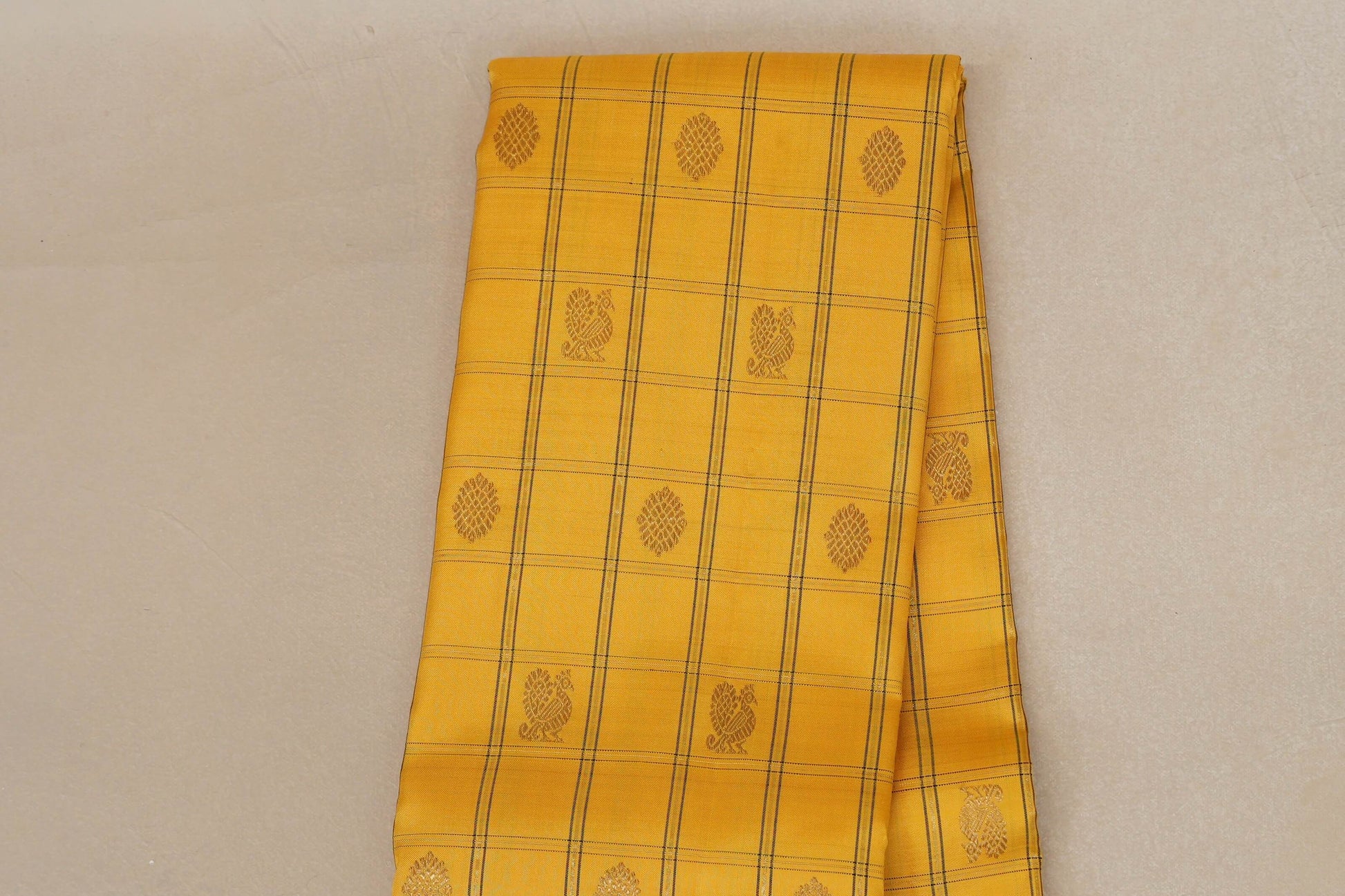 Mango Yellow Heirloom Kanjivaram Silk Saree  body zoom